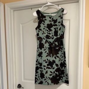 Floral Black and Green Sleeveless Dress